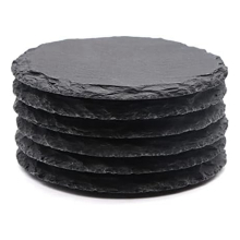 6 Pack Round Rock Drink Coasters, 4 Inch Rock Stone Coasters Bulk Cup Coasters with Anti-Scratch Bottom