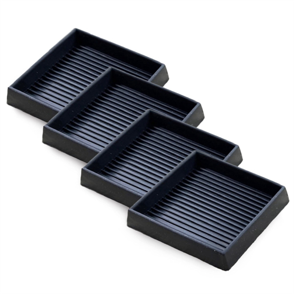 4Pcs Anti- Furniture Pads- 2x2In Square Rubber Anti Skid Caster Cups, Leg Coasters-Couch, Chair, Bed Stoppers