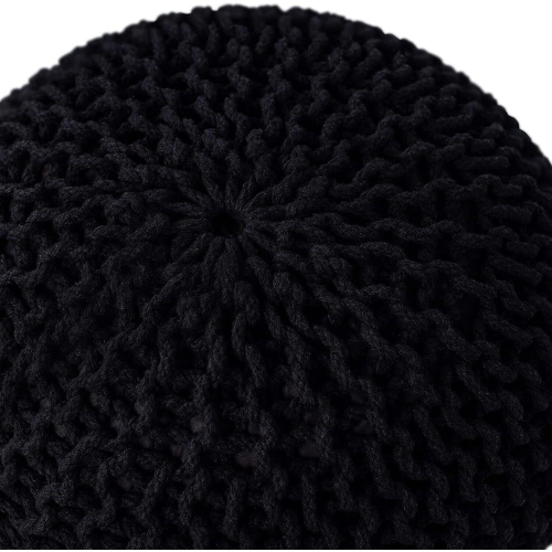 Black Handmade Large 100% Cotton Chunky Knitted Round Pouffe Gift 2