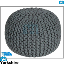 Charcoal Large Round Pouffe Footstool Chunky Cushion Seat Gift