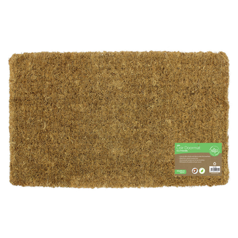 Jvl Plain Natural 100% Coir Pvc Backed Entrance Door Mat, 35 X 60 Cm - Image 4
