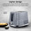 Tower Grey 2 Slice Toaster Stainless Steel Variable Browning Control Tower Solitaire 2