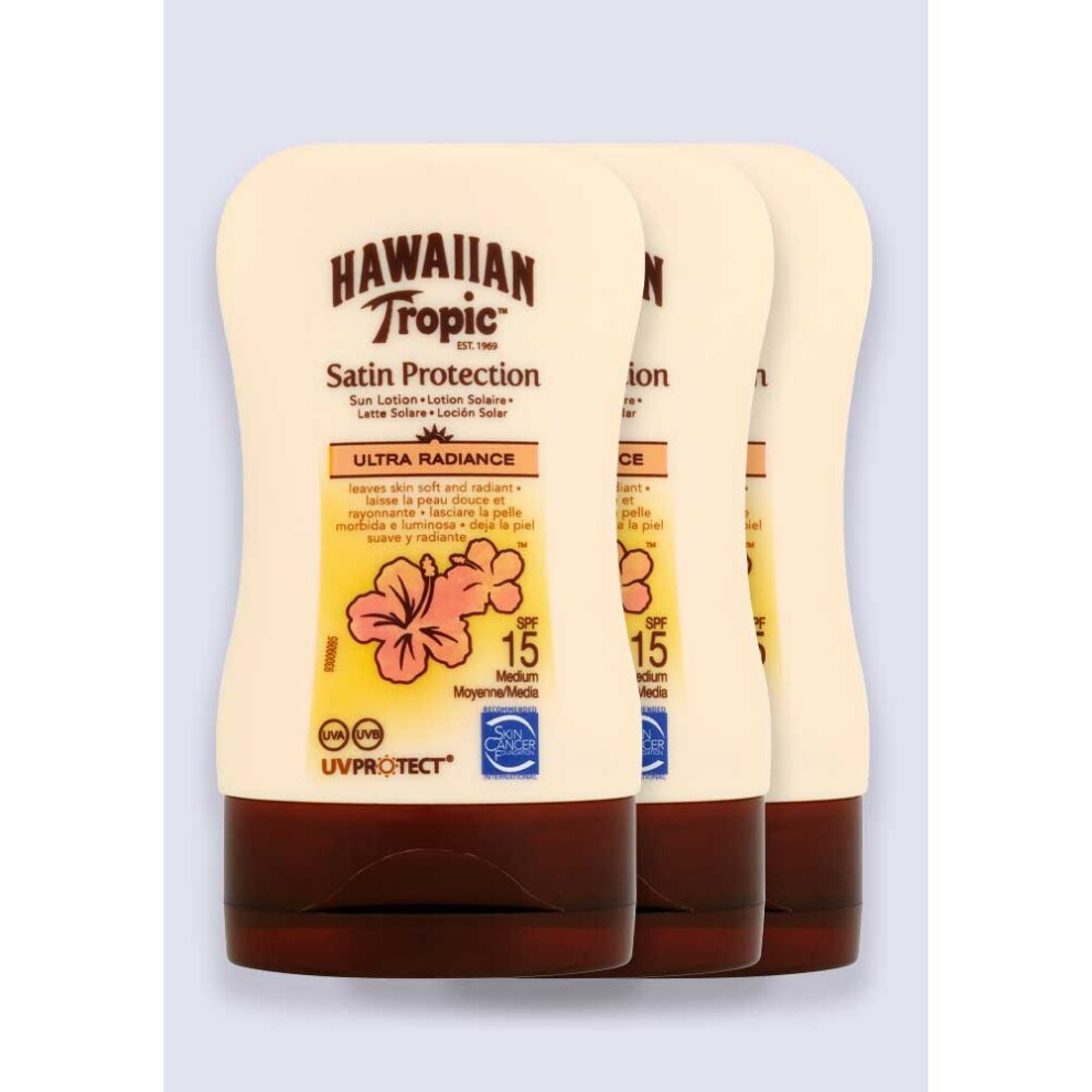 Hawaiian Tropic Satin Protection Ultra Radiance Sun Lotion SPF 15 100ml - 3 Pack