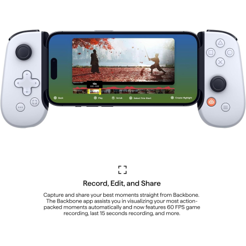 Backbone Backbone One PlayStation Edition for iPhone - White | Low-Latency Lightning Controller with 3.5mm Jack + 1 Month Backbone+ 2