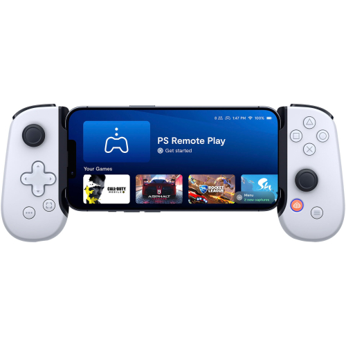 Backbone Backbone One PlayStation Edition for iPhone - White | Low-Latency Lightning Controller with 3.5mm Jack + 1 Month Backbone+
