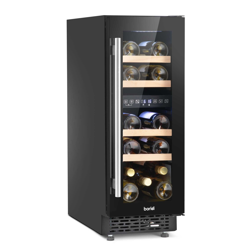 Dellonda Baridi 17 Bottle Dual Zone Slim Built-In 30Cm Wine Cooler, Touch Screen Controls, Black - Dh204