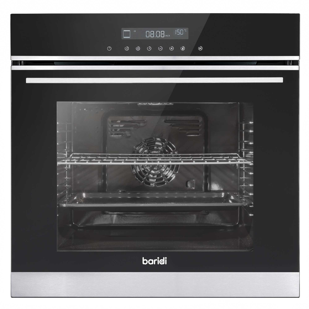 Baridi 60cm Built-In Fan Assisted 10 Function Electric Oven, Touchscreen, 72L, Black/SS - DH200