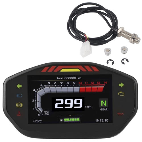 Universal Tft Lcd Display Instrument Speedometer Odometer Tachometer Fit For 2/4 Cylinder Motorcycle