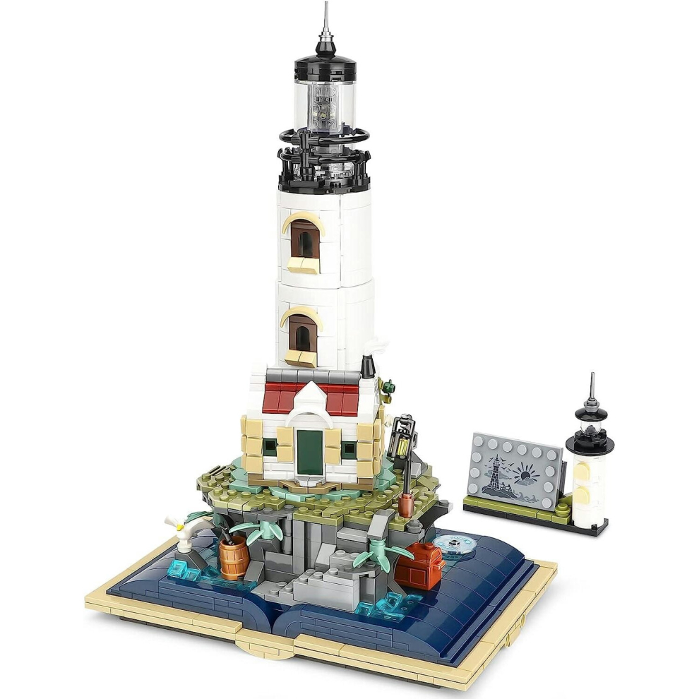 Photos - Construction Toy  Lighthouse Building Set for Adults and Kids, Creative STEM Gift with Glowing Rotating Lighting for B(Magic book-Lighthouse)