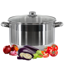 (6.5 Ltr) GEEZY Stainless Steel Casserole Stockpot Induction Base Large Deep Stock Pot Glass Lid