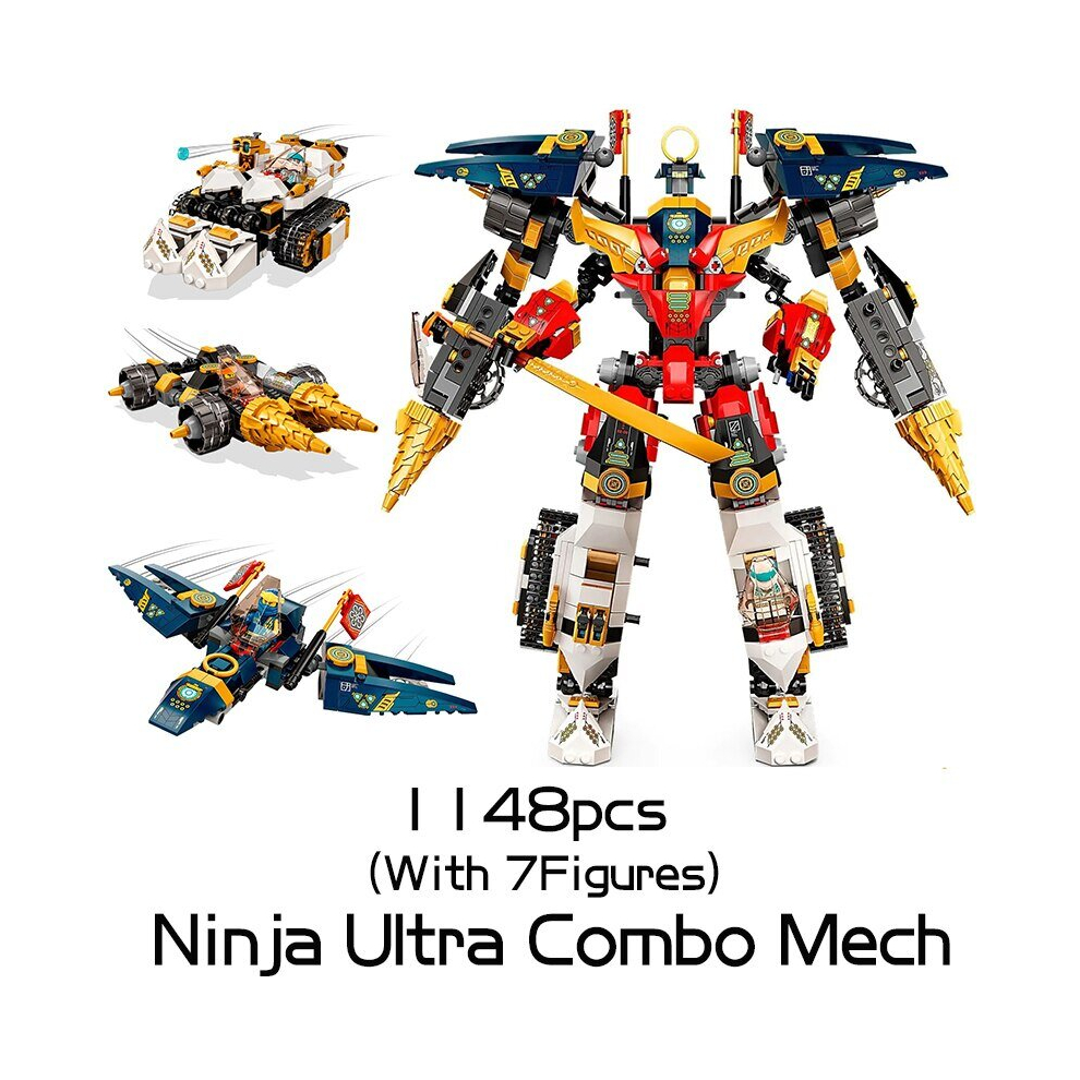 (82207) 1148pcs Ninja Series 4in1 Ultra Combo Mech Building Blocks Titan Robot 