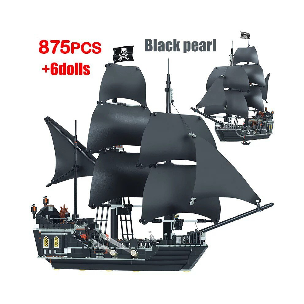 City Of The Caribbean Pirates Ships Building Blocks DIY 4195 Queen Anne's