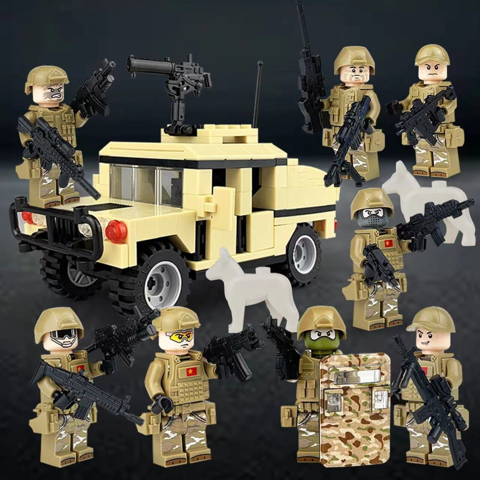 (Style B) Military Soldiers Black SWAT Jeeps Minifigures Toys Fit Lego