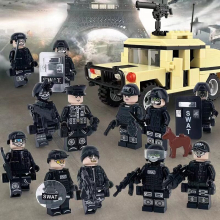 (Style D) Military Soldiers Black SWAT Jeeps Minifigures Toys Fit Lego