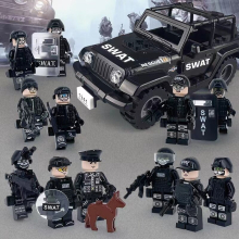 (Style F) Military Soldiers Black SWAT Jeeps Minifigures Toys Fit Lego