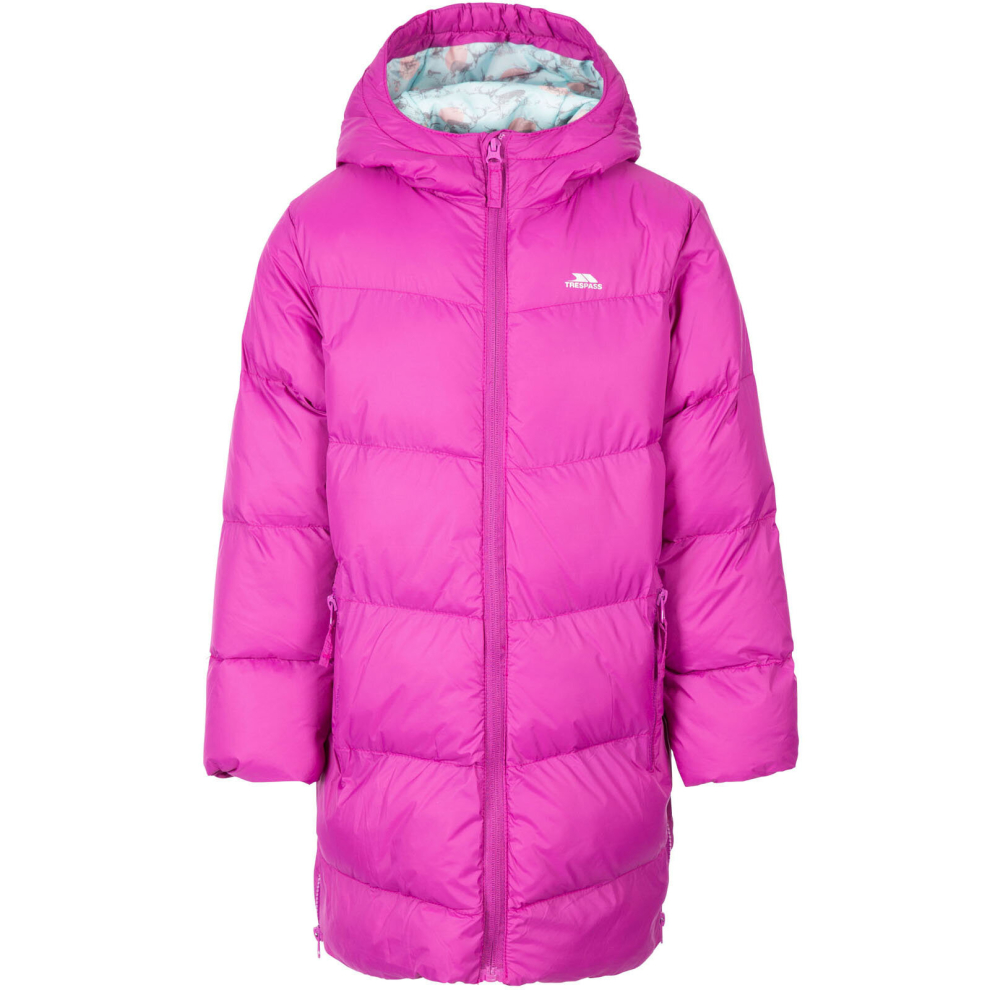 (2-3 Yrs, Purple Orchid) Trespass Kids Padded Hooded Warm Winter Outdoor Long Jacket Coat