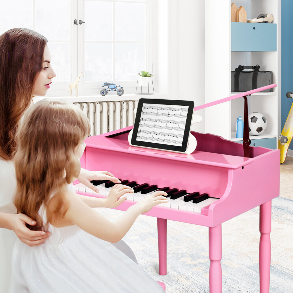 30 Keys Kids Electronic Piano Keyboard with Stool Flip-Top with Music Stand 