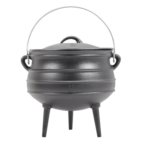 8L Litre Cast Iron Potjie African Pot Deep Camping Cooking Pot Campfire ...