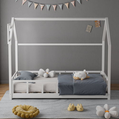 Living And Home Kids Bed with House Frame Pine Wood 2