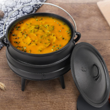 8L Litre Cast Iron Potjie African Pot Deep Camping Cooking Pot Campfire Stew Pot
