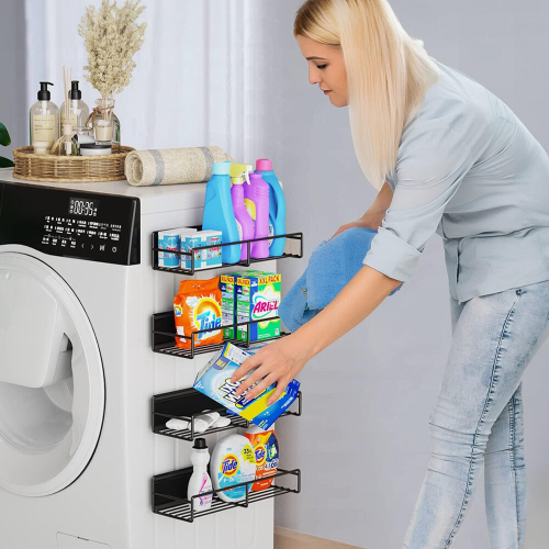 Living And Home 4PCS Magnetic Fridge Storage Shelf with Hooks 2