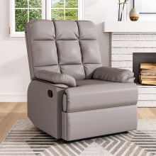 (Khaki) Faux Leather Upholstered Recliner Armchair Sofa