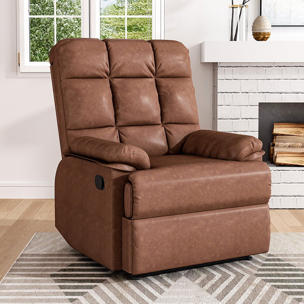 (Brown) Faux Leather Upholstered Recliner Armchair Sofa-image-OPC-PCXHRN5-NEW