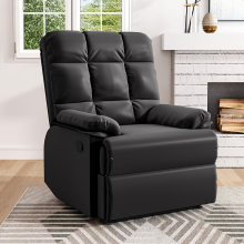 (Black) Faux Leather Upholstered Recliner Armchair Sofa