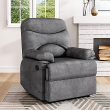 (Grey) Manual Faux Leather Recliner Armchair