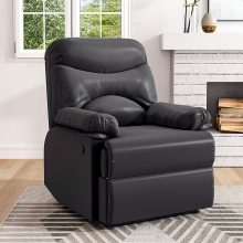 (Black) Manual Faux Leather Recliner Armchair