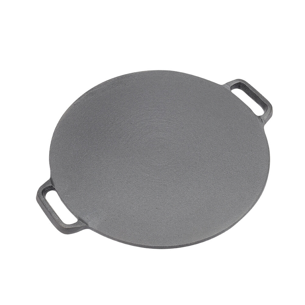 Large Cast Iron Frying Pan Flat Pancake Pizza Steak Griddle Hot Plate 32cm Round
