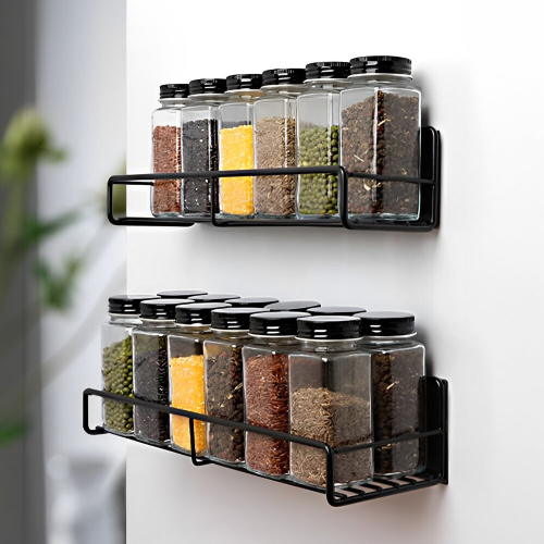 Living And Home 2PCS Magnetic Fridge Storage Shelf with Hooks 1