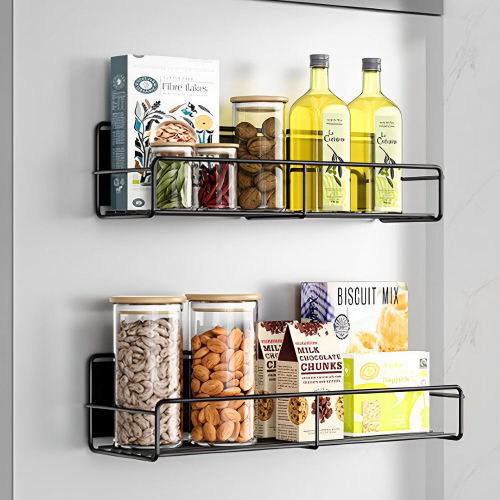Living And Home 2PCS Magnetic Fridge Storage Shelf with Hooks