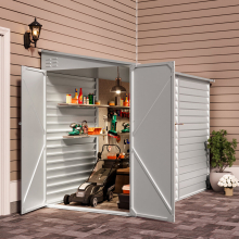 270cm W Motorcycle Storage Shed Lockable Steel White Garden Bike Shed