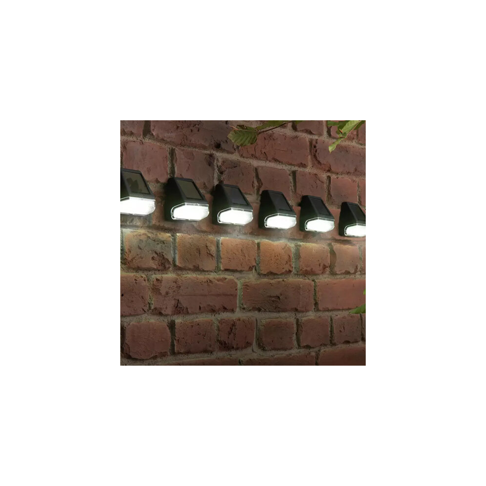 (6 Pcs, Cool white) Solar Fence Lights Garden Outdoor Lighting Black