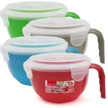 4pk Microwave Soup Bowl With Lid & Handle 900ml | Porridge Noodle Cup