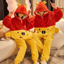 (27, Men's size XL) Winter couple pajamas cartoon hooded warm students one-piece homewear