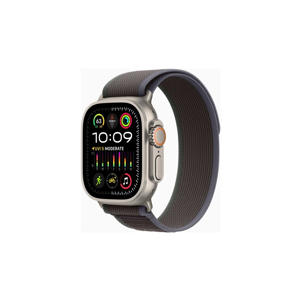 Apple Watch Ultra 2 - 49 mm - titanium - smart watch with Trail Loop - nylon weave - blue/black - band size: M/L - 64 GB