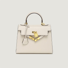 (Rice white, Large size 25cm) Mini Second-Generation Kelly Handbag Kelly Palm Print Women's Handbag With A Luxurious Feel Women's Bag Single Shoulder Bag Platinum Bag