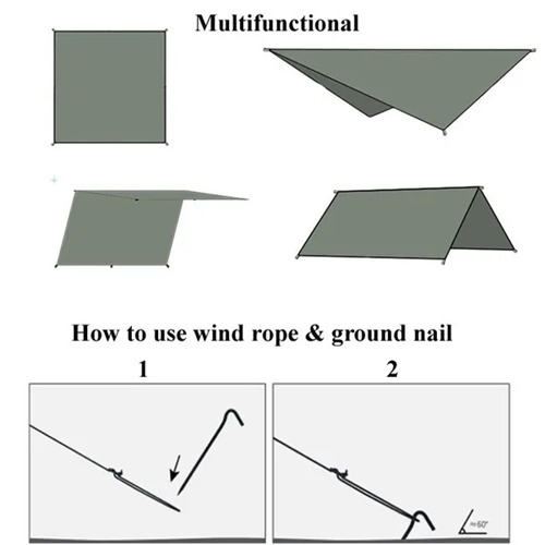 300*300cm Hammock Waterproof Rain Fly Tent Tarp 2