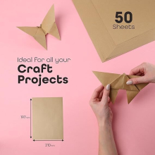 Pack of 50 A4 Brown Craft Paper Cards for Small Gifts Wrapping