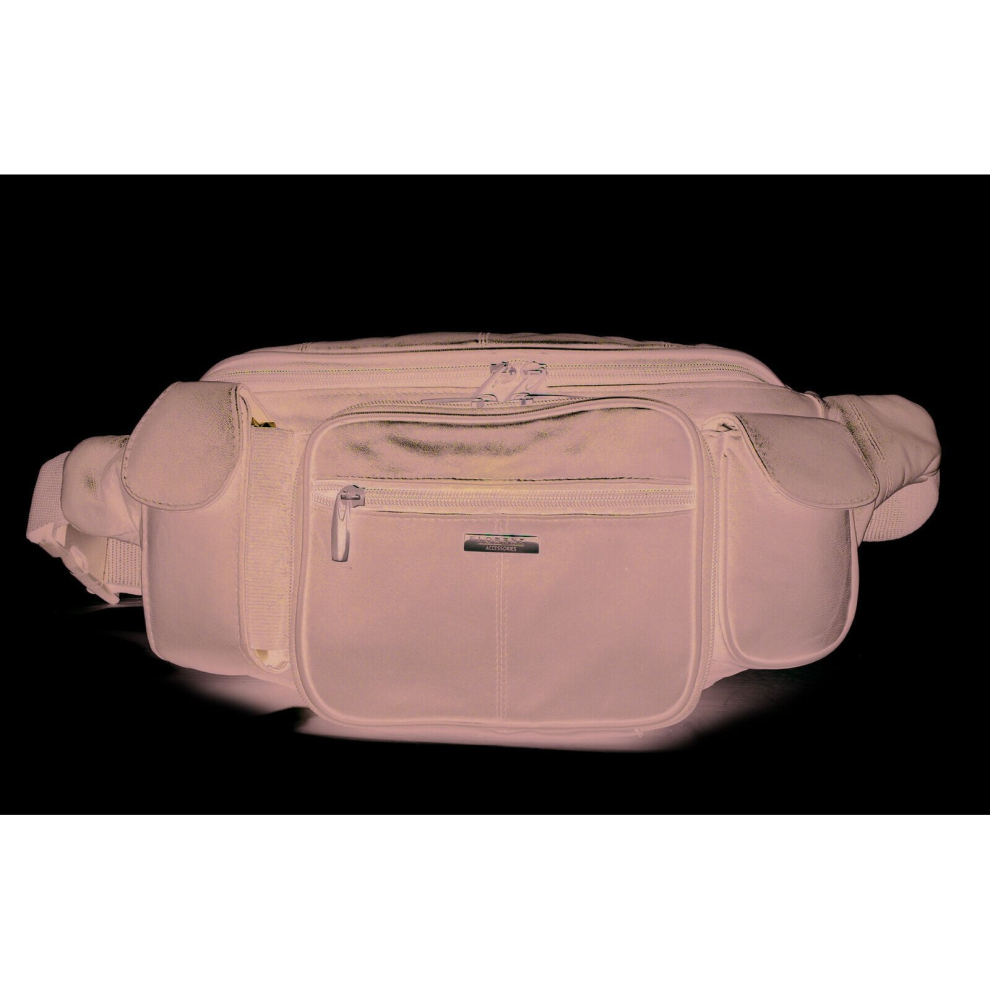 Extra Large Multi Waist Nappa Leather Bumbag Travel Document 2 Phone Pocket.1447