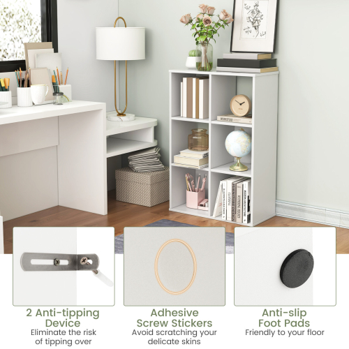 Casart 6-Cube Bookcase Floor Display Shelf Open Storage Bookshelf Organizer 2