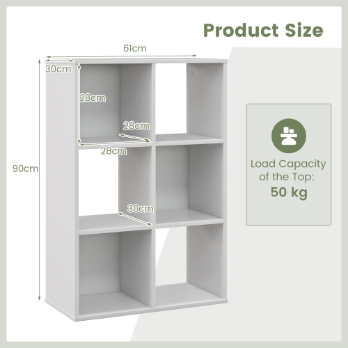 Casart 6-Cube Bookcase Floor Display Shelf Open Storage Bookshelf Organizer 1
