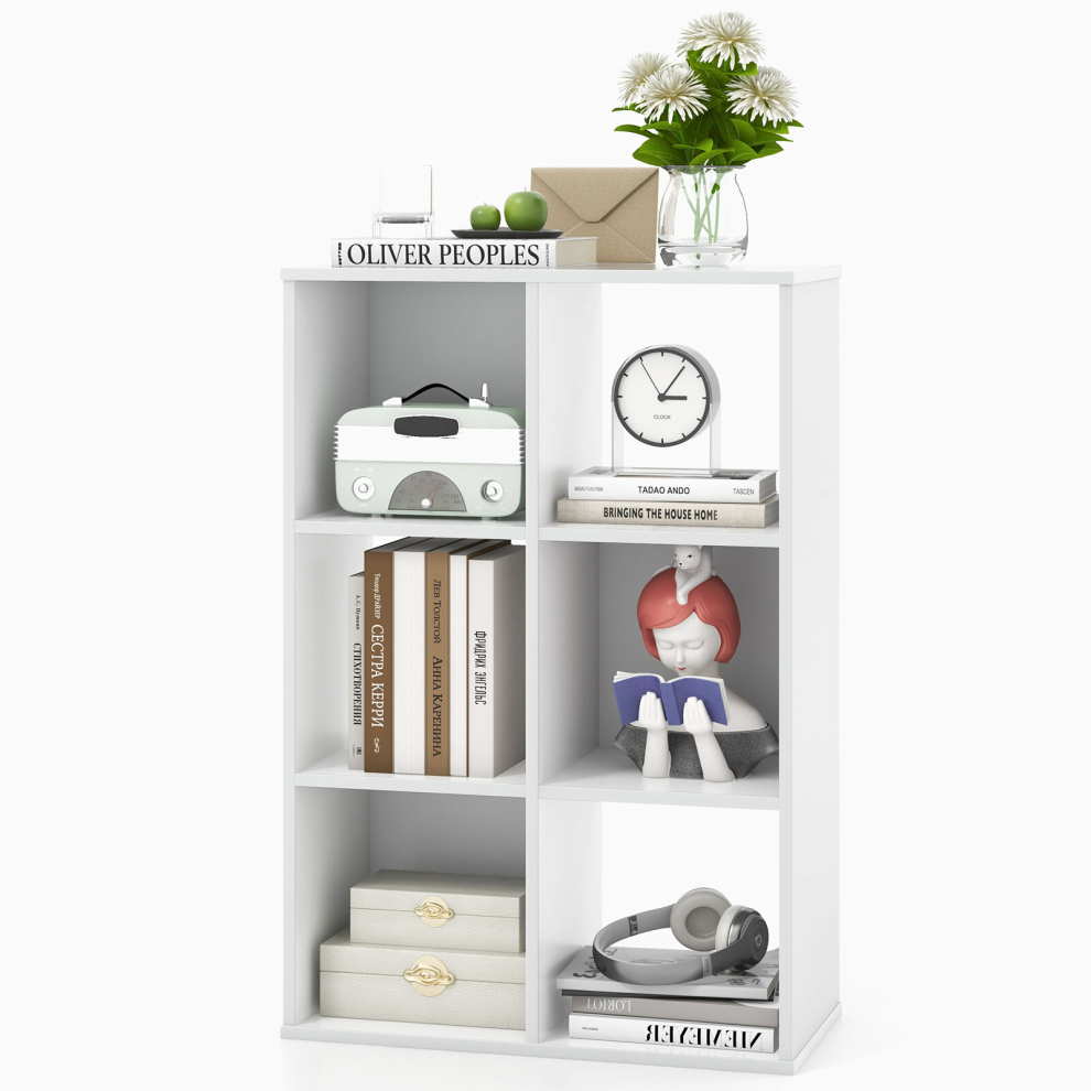 6-Cube Bookcase Floor Display Shelf Open Storage Bookshelf Organizer