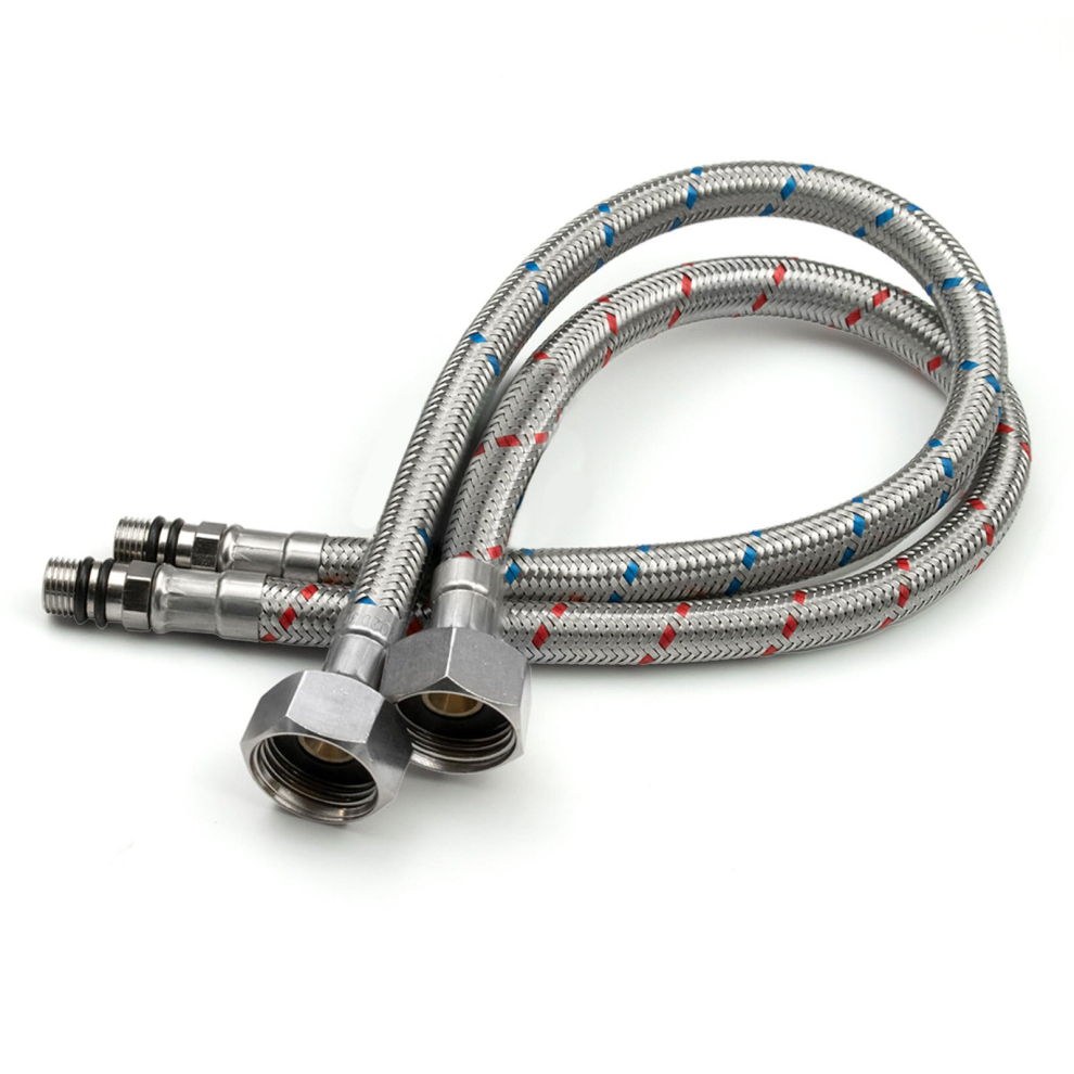 Nes Home 350Mm Pair Of G 1/2" Bsp Kitchen Or Basin Mixer Flexible Pipe Tails M10