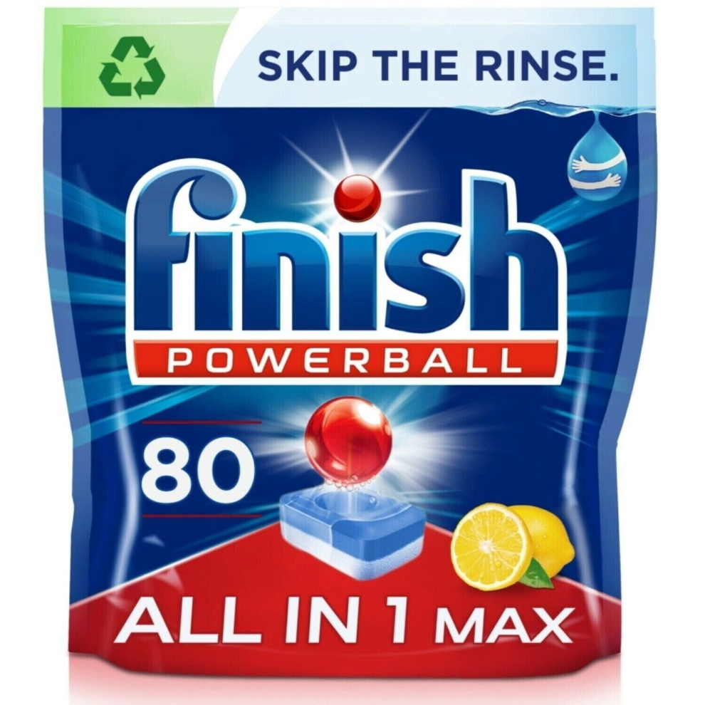 Finish All in 1 Max Dishwasher Tablets Lemon, 80 Tablets