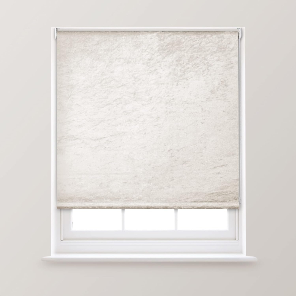 (Pearl, 60cm x 170cm (23.6" x 66.9") (2FT)) A.Unique Home Premium Trimmable Thermal Crushed Velvet Roller Window Blind in a Variety of Colours and Siz