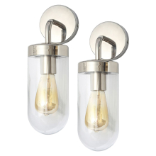 (Polished Steel) 2 of Pack Litecraft Reeth Outdoor Wall Light