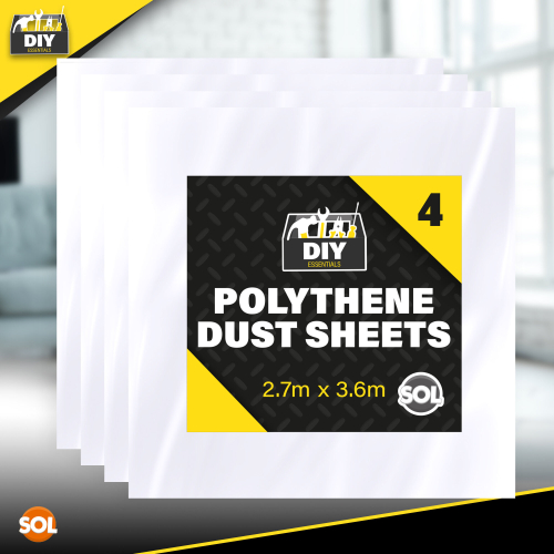 SOL 4 Large Dust Sheets 3.6x2.7m Decorating Painters Plastic Covers